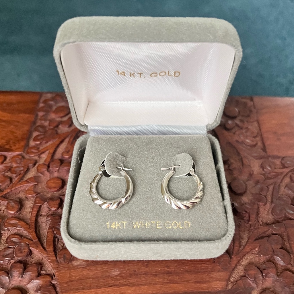 14k White Gold Hoop Earrings